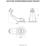 Quad Lock Suction Mount dimensions
